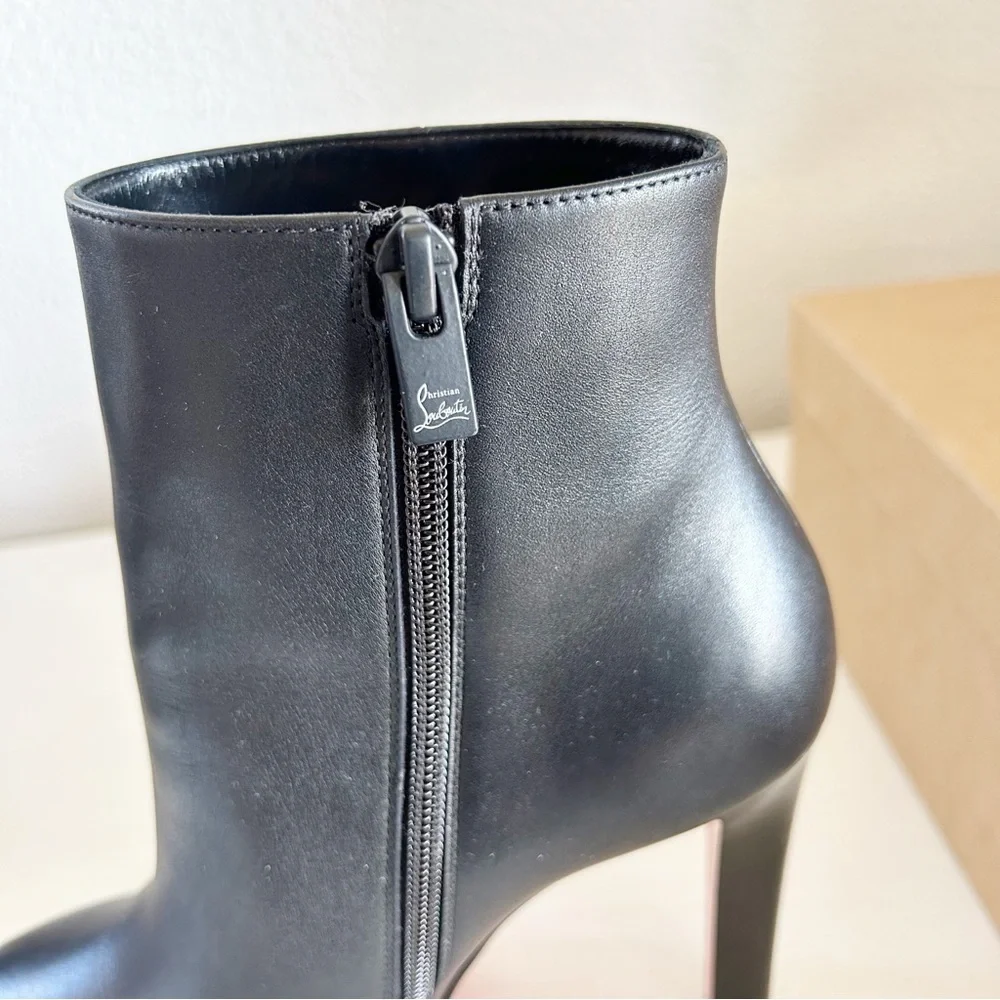Christian Louboutin Fannylove 120 Black Leather Platform Boots Size EU 38.5